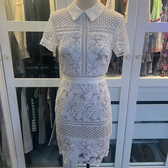 Aqua Lace White Dress Sz Small - Picture 2 of 10